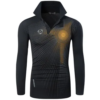 

Jeansian Men's Outdoor Tshirt T-Shirt Beach Dry Fit Long Sleeve Golf Tennis Bowling Shirts Tops LA306 Black