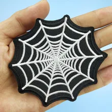 Teia de aranha (tamanho: 8.7x8.1cm) crianças adesivo engraçado bordado ferro em cobweb remendo para saco de jaqueta mochila acessórios de roupas