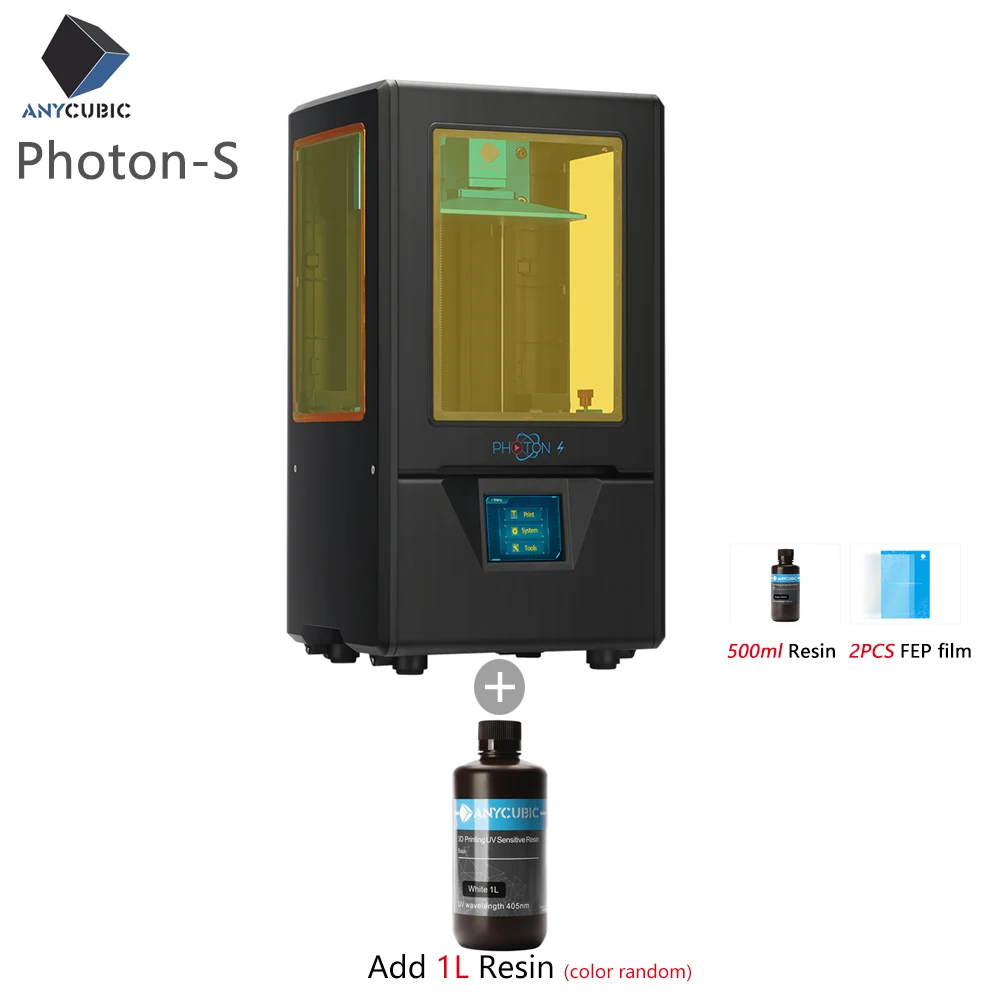 BlackPSwith1.5L ANYCUBIC Photon-S lcd 3d принтер Быстрый ломтик 405nm матрица УФ свет двойная ось Z SLA 3d принтер фотоны Модернизированный УФ модуль - Цвет: BlackPSwith1.5L