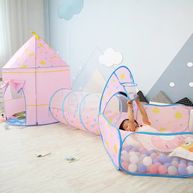 3 in 1 Children Tent House Toy Ball Pool Portable Children Tipi Tents House Ball Pit Pool Tent Kids Removable Tent Gifts 2