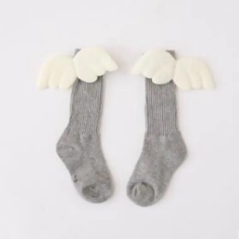 Light grey Детские весенне-осенние и зимние креативные чулки с крыльями ангела; детские беговые носки с крыльями - Цвет: Light grey