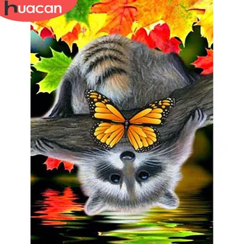 

HUACAN Diamond Painting Raccoon Cross Stitch Diamond Embroidery Sale Animal Pictures Of Rhinestones Crafts Kit
