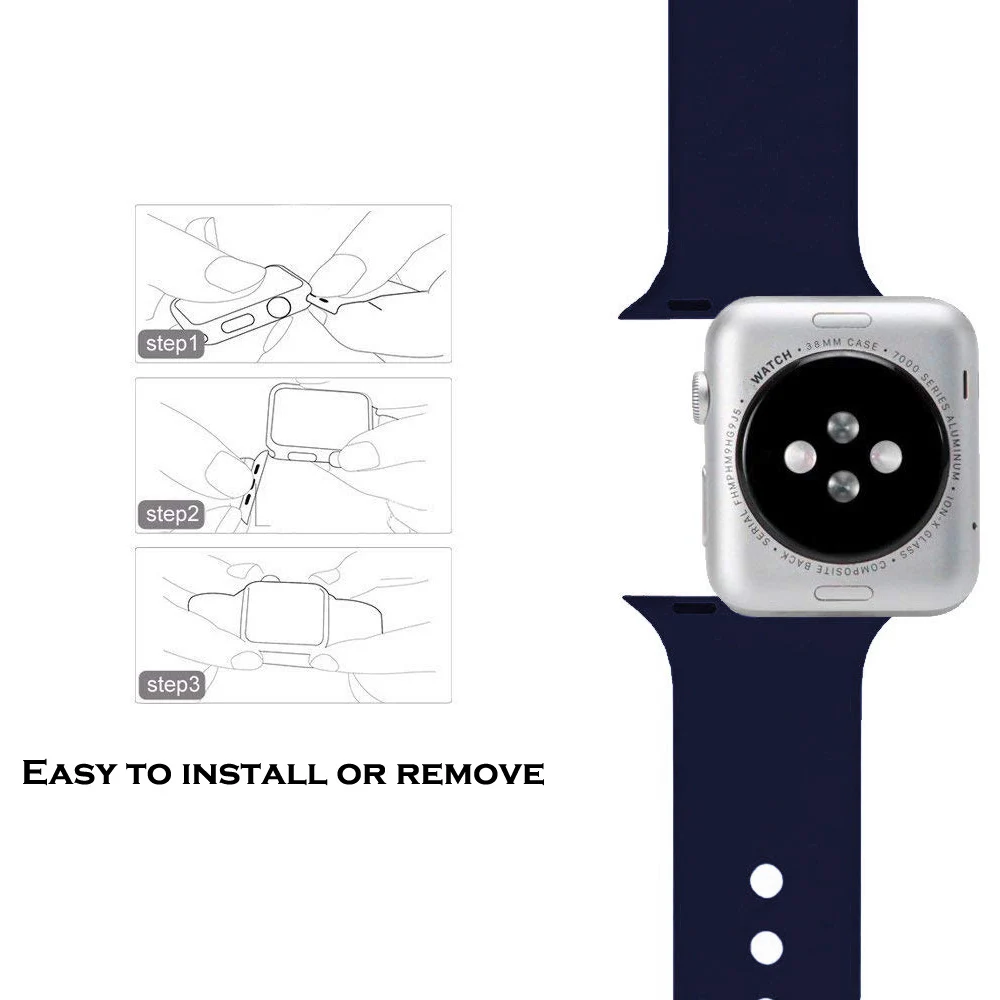 Ремешок для apple watch band 5 4 44 мм 40 мм correa Sport Silicone iwatch series 4 3 2 1 38 мм 42 мм цветной мягкий ремешок для браслета