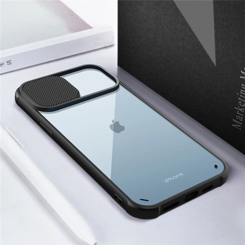 cool iphone 12 mini cases Slide Camera Lens Protection Case For iPhone 11 12 13 Mini Pro XS Max X XR 6 6S 7 8 Plus SE2 Transparent Shockproof Bumper Cover case iphone mini 12