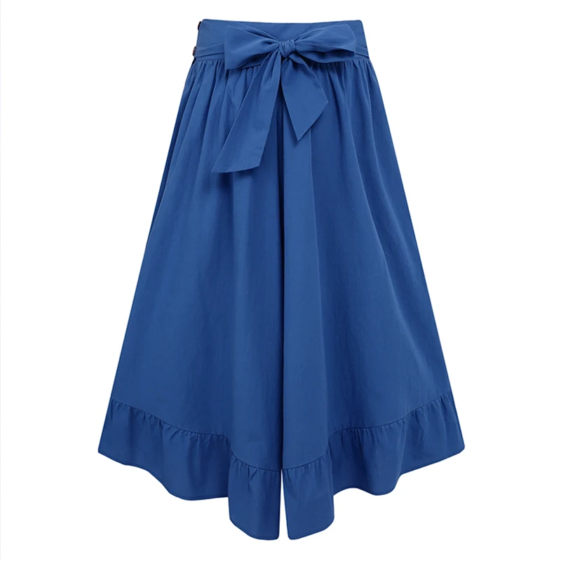 ZANZEA Summer High Waist Flare Trousers Bohemian Ruffles Hem Pants Women Wide Leg Pantalon Casual Lace Up Flounce Palazzo 5XL