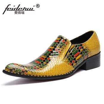 

Plus Size Pointed Toe Slip on Man Alligator Pattern Party Loafers Luxury Designer Patent Leather Men's Club Punk Shoes SL666