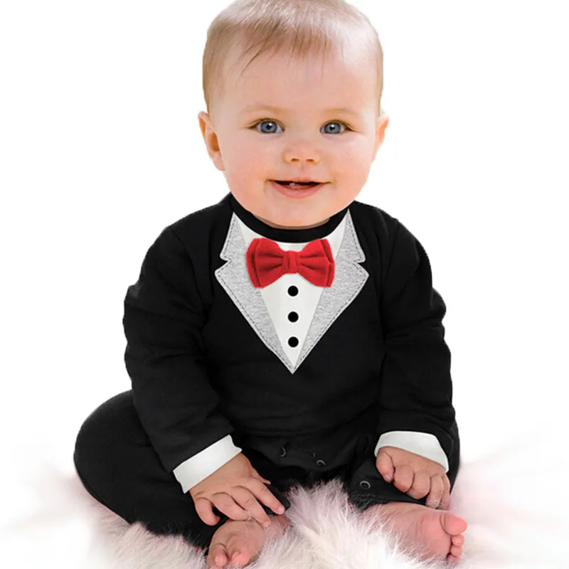 Костюм Джентльмена для маленьких мальчиков комбинезон с длинными рукавами для малышей, Одежда для новорожденных повседневные комплекты для детей одежда для малышей, От 1 до 2 лет