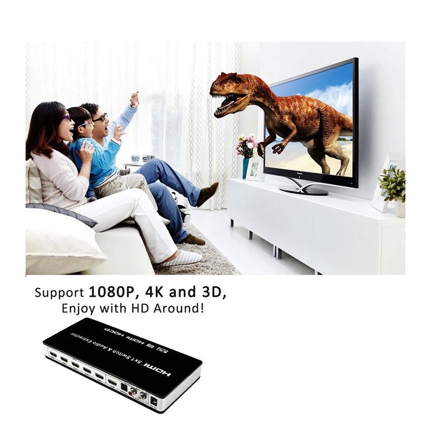 HDMI переключатель 5x1 HDMI аудио экстрактор 4 к x 2 к 3D ARC аудио EDID Настройка HDMI 1,4 в HDMI переключатель дистанционного управления для PS4 Apple tv