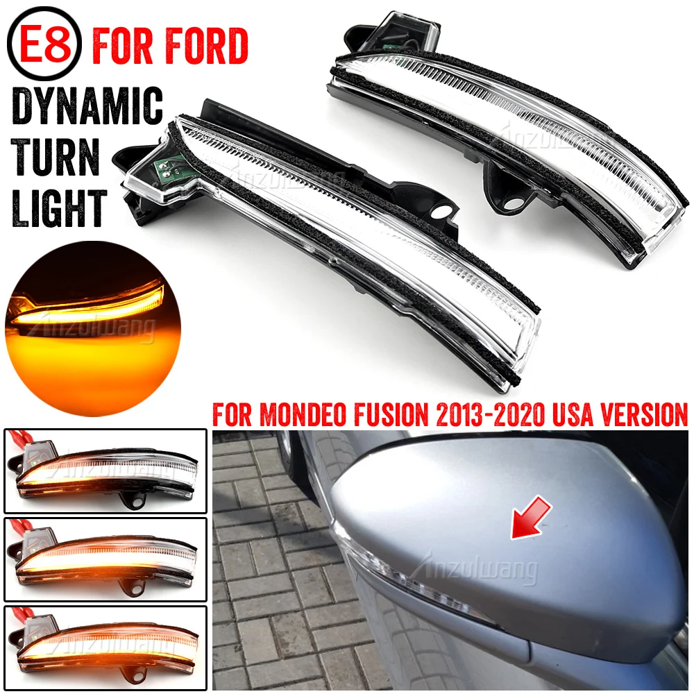 

LED Dynamic Turn Signal Light Side Rear View Mirror Sequential Indicator Blinker For Ford Fusion Mondeo USA Version 2013-2020