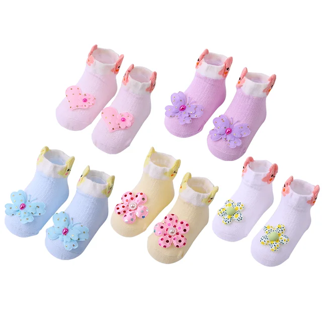 5 Pairs/lot Newborn Baby Socks Infant Cotton Socks Baby Girls Lovely Short Socks Clothes Accessories For 0-6,6-12,12-24 Month 2