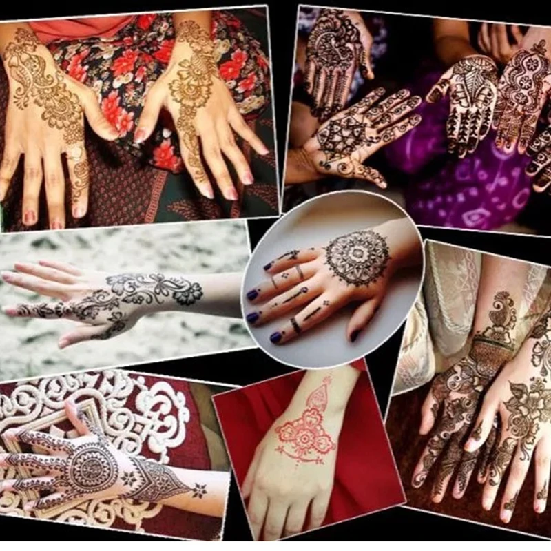 Henna Tattoo Paste Indian For Temporary Mehndi Tattoo Sticker Black Brown Red Henna Cones For Body henna cones tattoo gel glitter face sticker