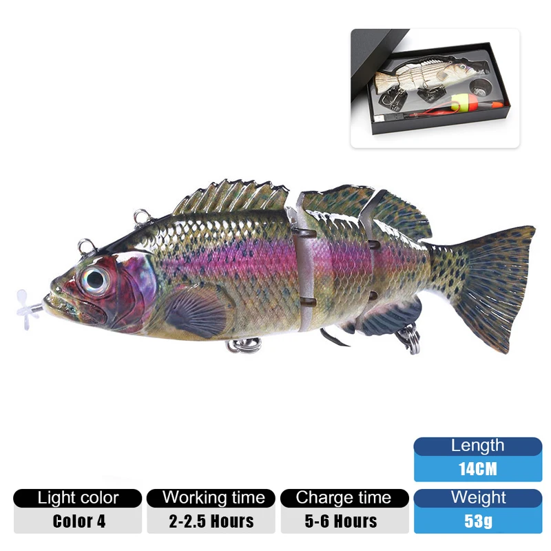 Robotic Fishing Lure Auto Whopper Popper Electric Lure Bait Wobblers For  4-Segement Swimbait USB Rechargeable Flashing LED Light - AliExpress