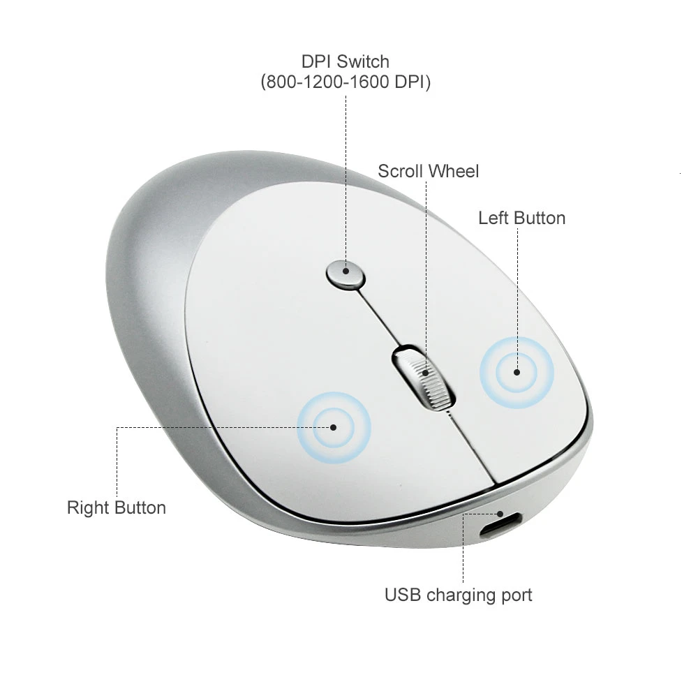 CHYI Bluetooth Беспроводная перезаряжаемая Бесшумная компьютерная мышь двойной режим Беспроводная Usb оптическая Mause 3d Розовая металлическая мышь для ПК ноутбука