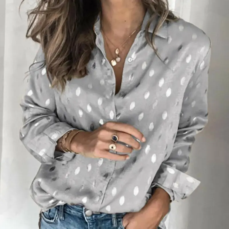 Women Blouses Long Sleeve Trun Down Collar Polka Dot Print Blouse Casual OL Button Down Shirt For Women Ladies Tops Blouse Women Women Blouses Long Sleeve Trun Down Collar Polka Dot Print Blouse Casual OL Button Down Shirt For Women Ladies Tops Blouse Women