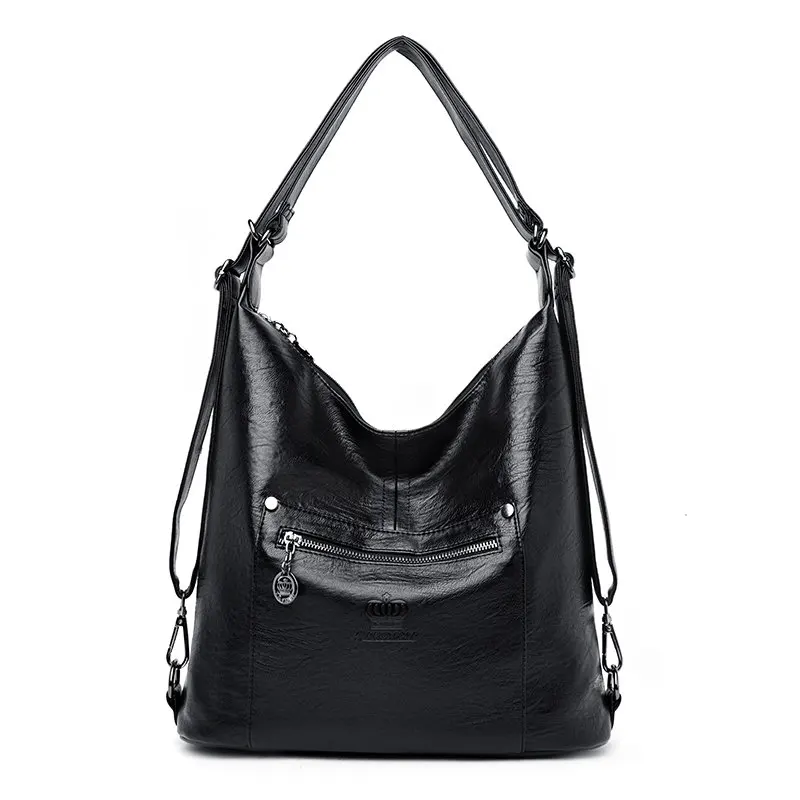 Роскошные сумки женские дизайнерские сумки высокой емкости дамская сумка на плечо многофункциональная сумка модные сумки через плечо для женщин - Цвет: Black
