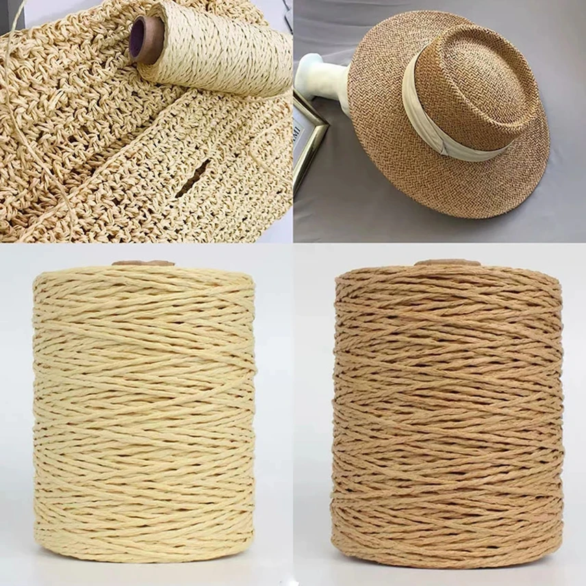 Rafia paja hilo rafia Natural papel hilos para sombrero bolso Crochet hilo cordón bolsos de ganchillo artesanía Material|Hilados| -