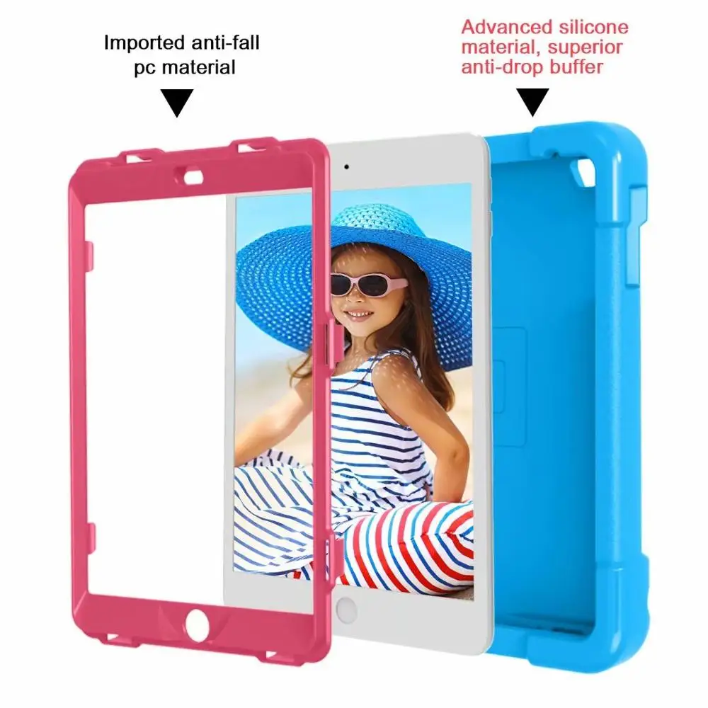 Чехол для планшета для Ipad Mini 1 Mini 2 Mini 3, 7,9 дюймов, вращающаяся на 360 градусов подставка, безопасный силиконовый чехол для детей+ ручка из поликарбоната, чехол+ ручка