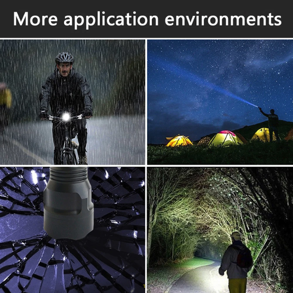 

3800 Lumens Flashlight Outdoor Searchlight Charge The Phone Strong Rechargeable Flashlight IPX5 Waterproof USB Cable