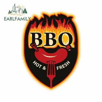 

EARLFAMILY 13cm x 9.6cm For Words Bbq DIY Decal Sunscreen Car Stickers Refrigerator Laptop Suitable For RV JDM Decoration