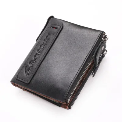 Black LADSOUL Unisex Fashion Vintage Wallet Multi-function Men's Wallet Vintage Men's Wallet PU Leather Zipper Short Wallet - Цвет: Black