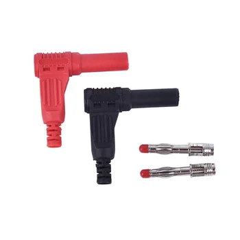 

2pcs=1pair 4mm Male Right Angle Insulation Wire Solder Type DIY Banana Plug Connectors