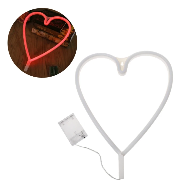 

LED Loving Heart Neon Sign Light Night Lamp w/Battery Box Wedding Xmas Party Decor