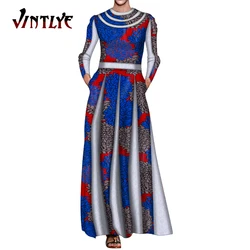 African Dresses for Women Fashion Patchwork Ankara Print Dashiki Dress Traditional African Maxi Long Dress Plus Size WY6531