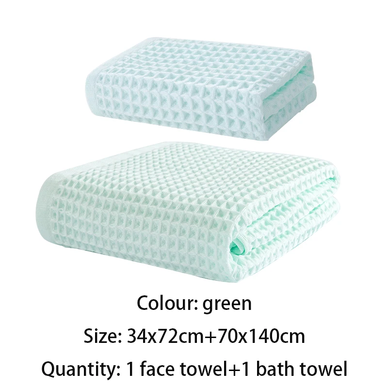 70x140 см, банное полотенце для взрослых, хлопок, микрофибра, вафельное банное полотенце, мягкое и удобное впитывающее полотенце, домашнее банное полотенце - Цвет: green 3