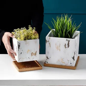 

Diy concrete geometry flowerpot silicone mold 2pcs/mold square round pen holder storage box cement plant vase mould