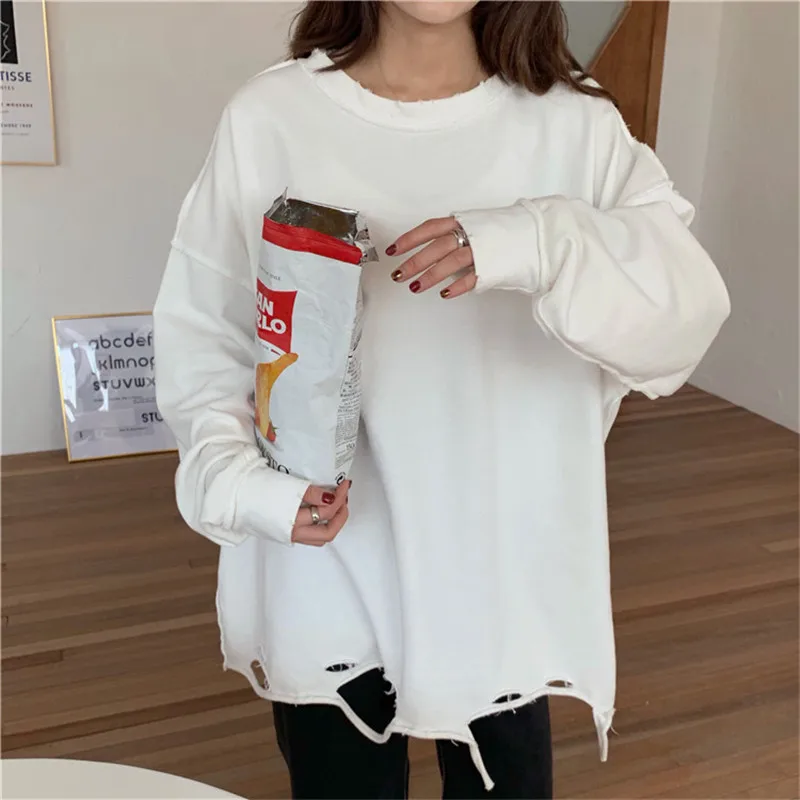 RUGOD женский свитер с дырочками, Kpop, одежда, одноцветная, оверсайз, UK, модная, повседневная, Корейская уличная одежда, зима, яркие цвета