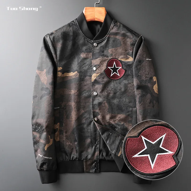 

Men Baseball Jacket Embroidered Camouflage Coats Slim Fit College Fleece Luxury Pilot Jackets Mens Stand Collar Top Jacket Coat