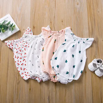 

Baby Girls Romper Summer Infant Unisex Newborn Sleeveless Girls Print One-pieces Jumpsuit Baby Cotton Linen Soft Clothes Outfits