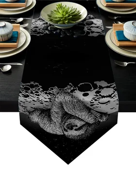 

Sloth Moon Lazy Table Runner Table Flag Home Party Decorative Tablecloth Table Runners