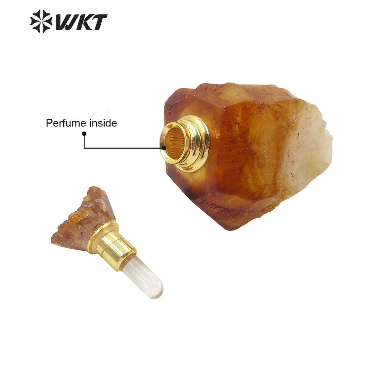 WT-P1499 цельный большой модный желтый камень pe большой массивный необработанный камень флакон для духов Дамский портативный натуральный флакон для духов 1 шт