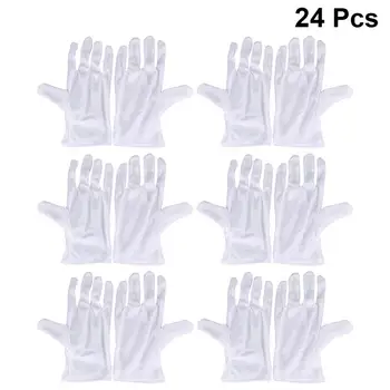

12 Pairs Elastic Polyester Gloves Soft Etiquette Gloves Jewelry Store Gloves Protective Gloves