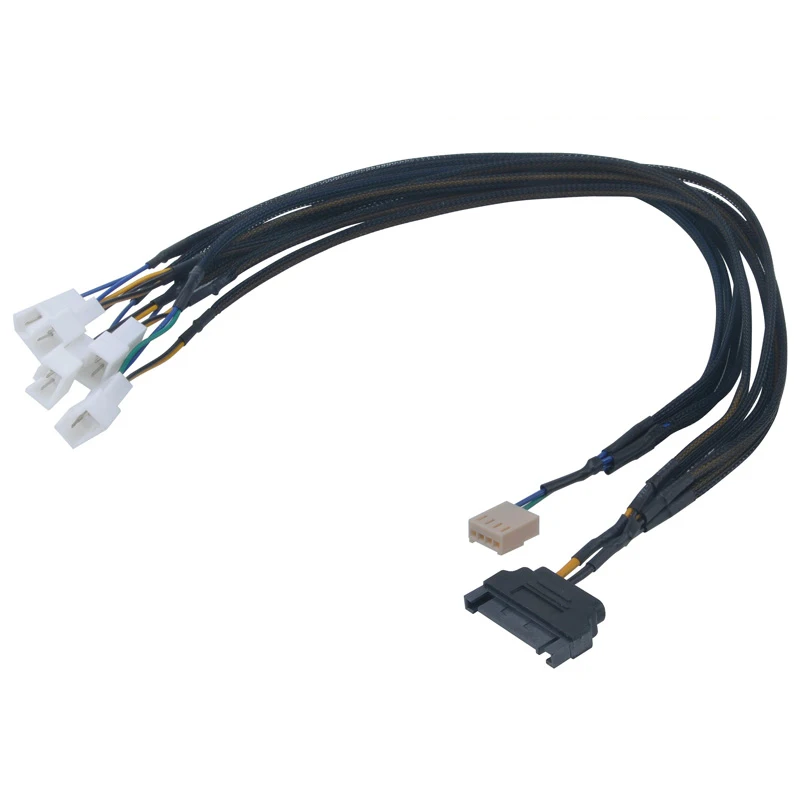 Кабель разветвитель питания PWM с рукавом 4 контактный разъем Molex / SATA для 3 5 6 Spliter