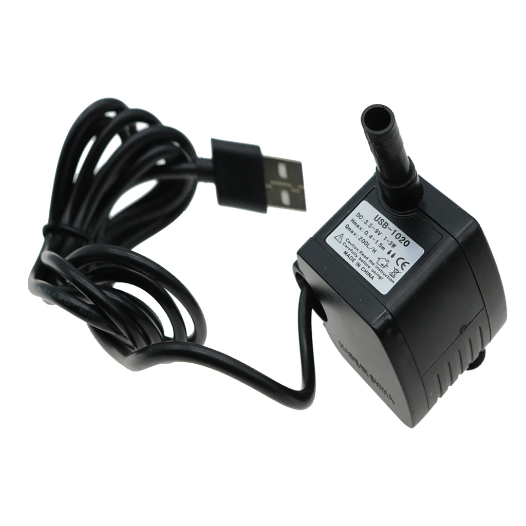 200L/H, 1.5W Submersible Water Pump USB, For Pond, Aquarium, Fish Tank Fountain, Powerful Water Pump with 5.9ft Power Cord