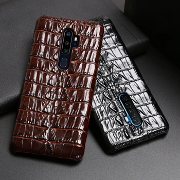 

Genuine Leather Phone Case For Realme 3 5 6 X Lite XT X2 X50 Pro Q Cases Natural Cowhide Crocodile Tail Texture Cover Funda Capa