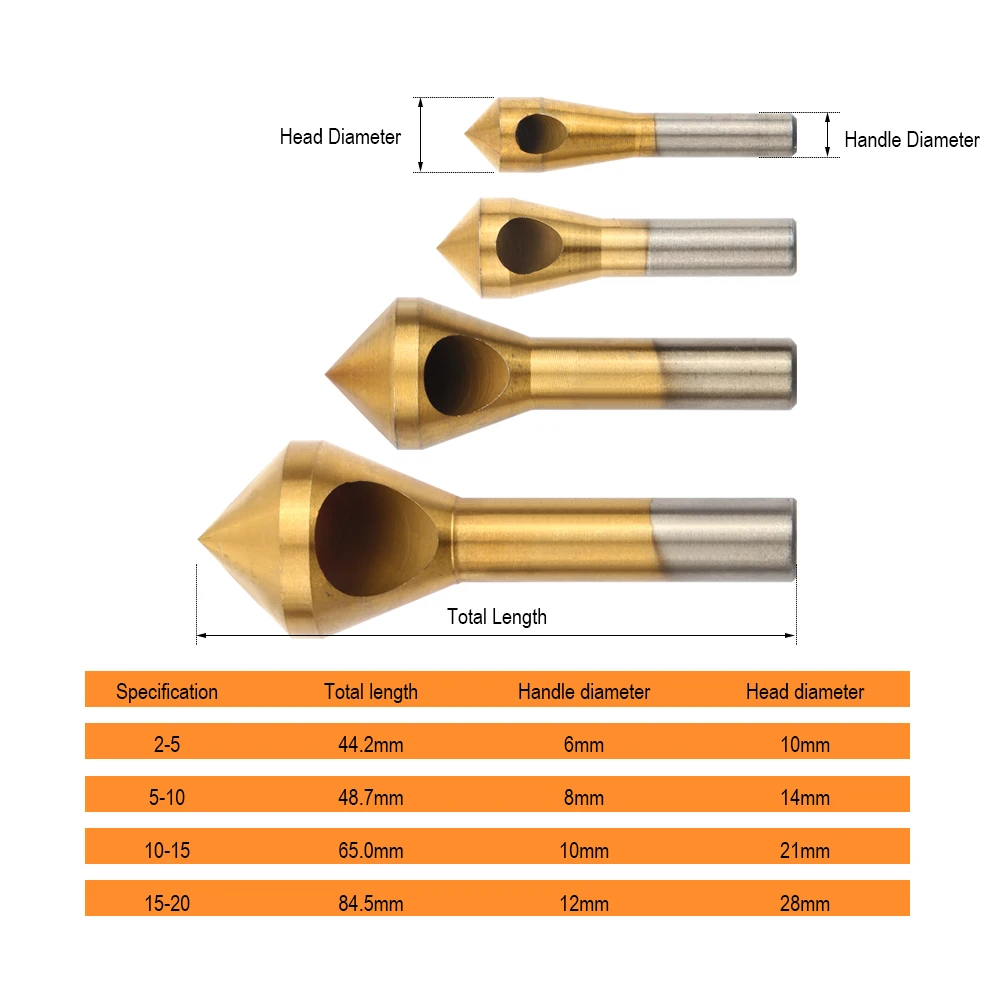 JelBo 4pcs Oblique Hole Chamfering Device Multiple Specifications 90 chamfer for Deburring Dhamfering A Variety of Models