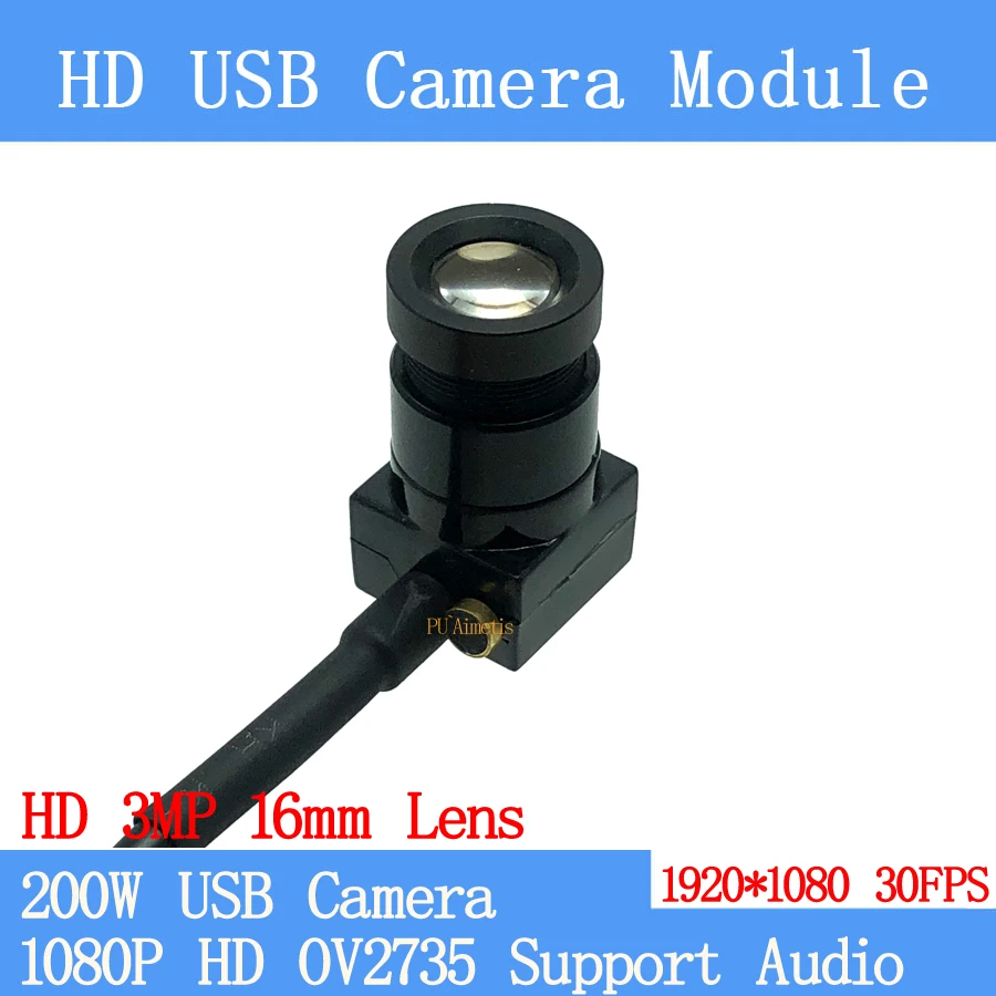 3MP 16 мм объектив 1080P Full HD USB модуль камеры MJPEG 30fps высокоскоростной Мини CCTV Linux UVC Android
