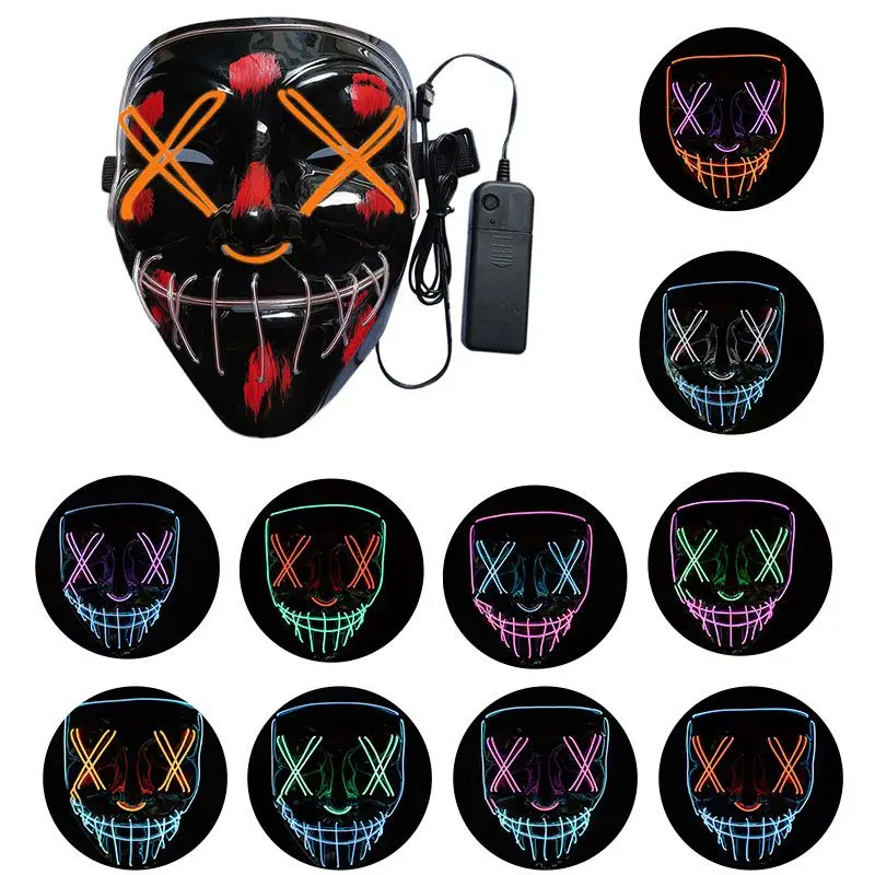 

Halloween ER Mask LED Mask Purple And Green Two-color Glowing Mask For Parties Rave Parties Discos Clubs Birthdays