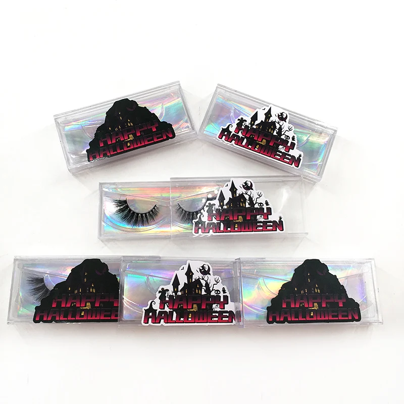 

2022 Halloween Lash Boxes Packaging Wholesale Lash Boxes with Trays Eyelash Packaging Custom Logo Rectangle Cases Makeup Tools