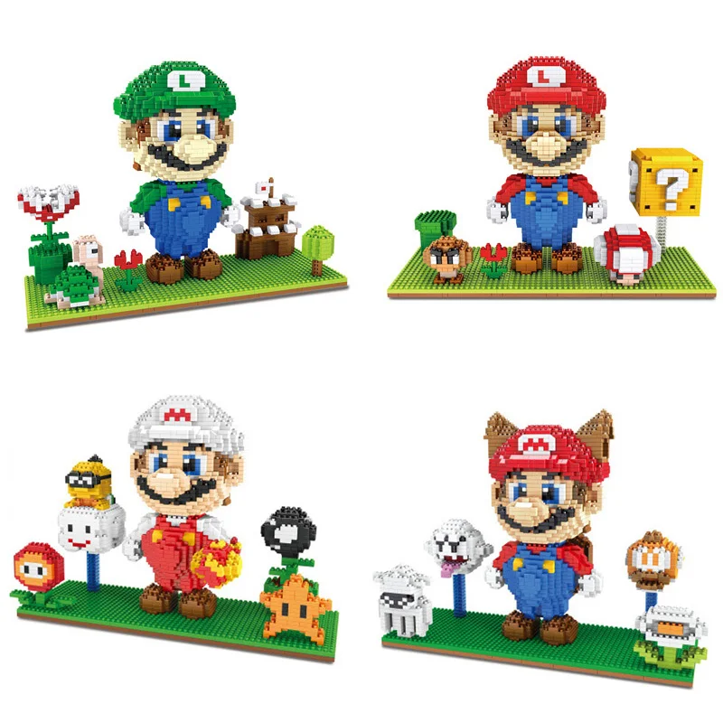 

Classic game figure micro diamond block nintendoes Squirrel white super mario bros 3D scenes building brick Luigi nanobricks toy