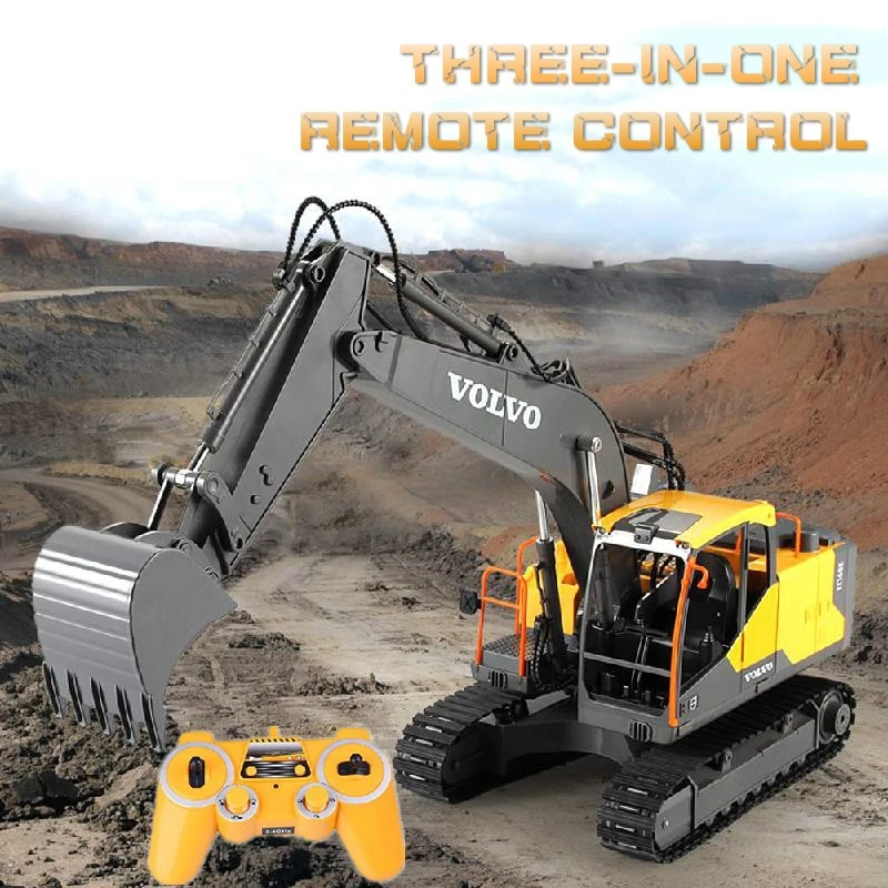 US $132.26 Simulation 3In1multiFunctional Rc Construction Excavator 660 Degree Rotation Alloy Bucket Gripper Bit Imitate Sound Rc Truck