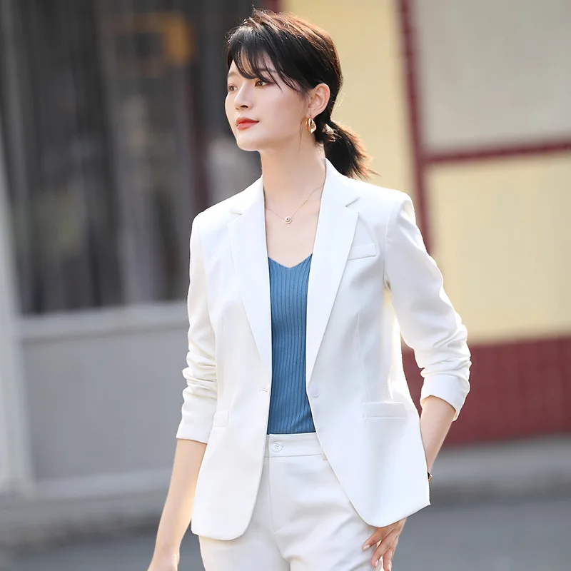 

Suit WOMEN'S Suit Korean-style Wear Autumn 2019 New Style Fashion Elegant Fashionable Two-Piece Set White Suit