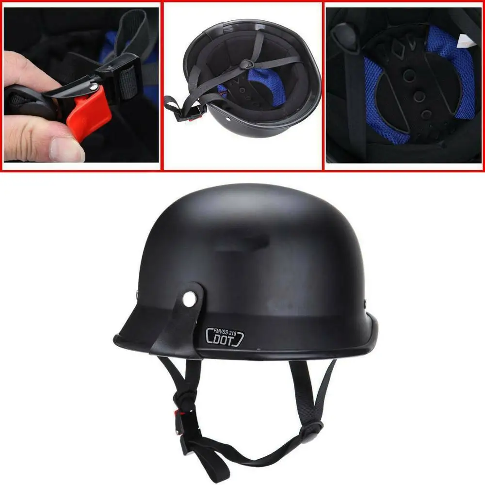 

Dot German Style Helmet Custom Helmet Chopper Half Shell Black military For Adult