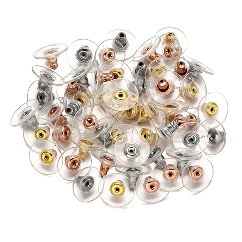 

1 Set 60pcs Mixed Color 304 Stainless Steel Ear Nuts with Plastic for Jewelry Making Earring Finding 12x12x6mm Hole: 1mm