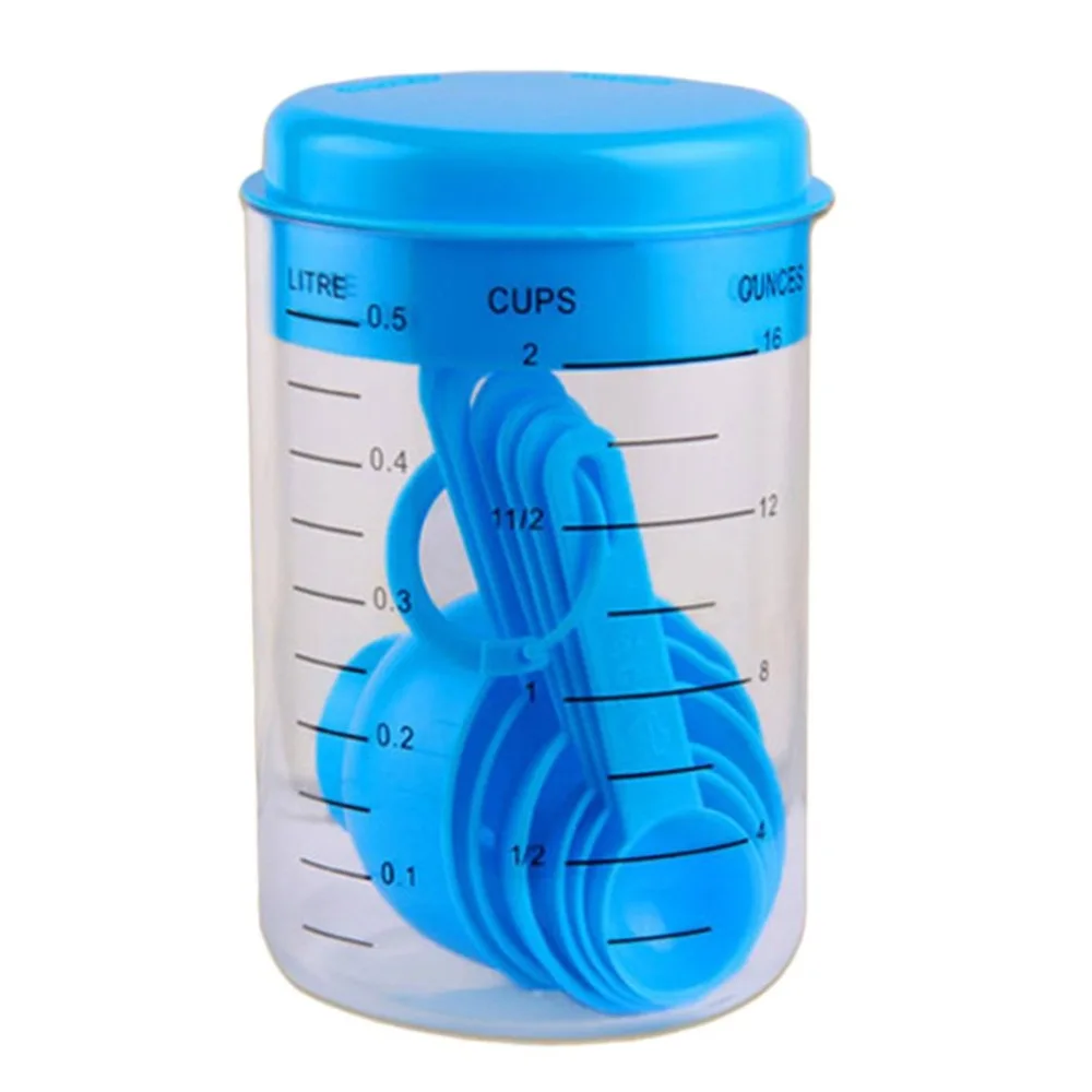 7 Pcs Set Measuring Spoons Measuring Cups Plastic Baking Utensil Practical Kitchen Measure Tools Suitable For Beginner