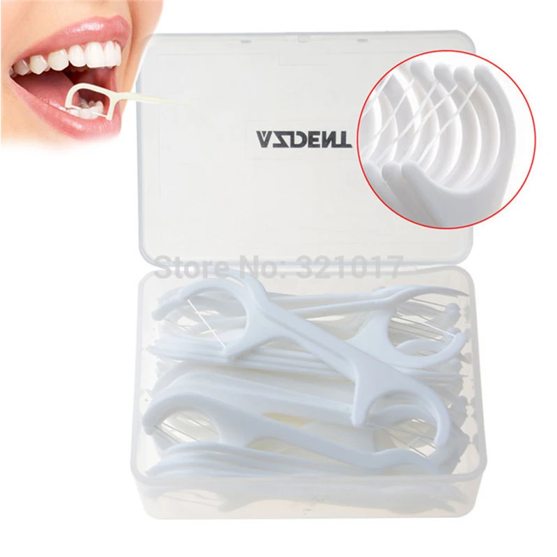 

1Box 50 pcs Polyester ToothPicks Teeth Stick Flossers Pick Tooth Cleaner Oral Hygiene Dental Floss