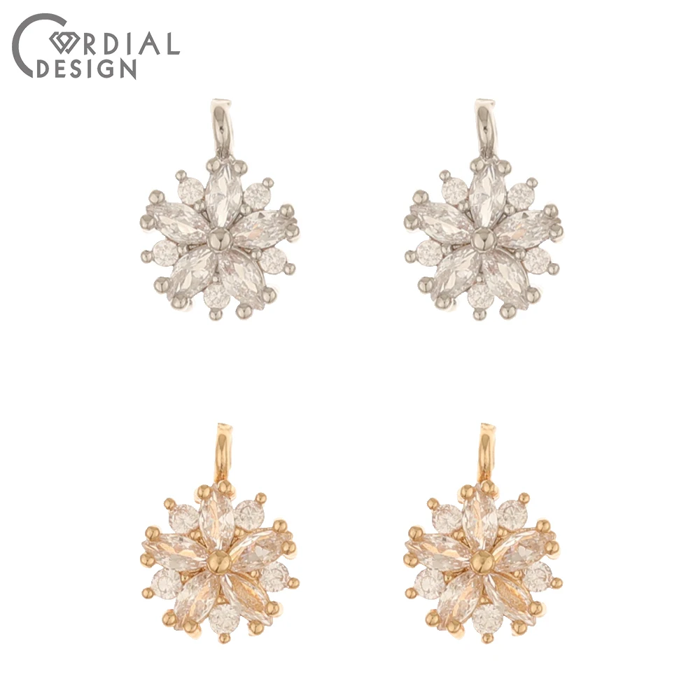 Cordial Design 50Pcs 9*12MM DIY/Jewelry Accessories/CZ Charms/Pendant/Flower Shape/Jewelry Findings & Components/Hand Made - cordial